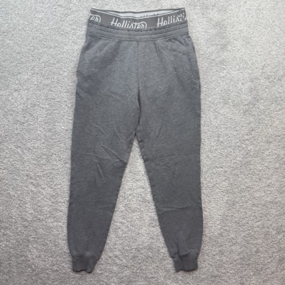 Hollister Jogger Sweatpants Womens XS Gray Ultra High Rise Fleece Logo Waistband
